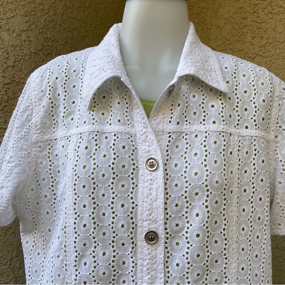 Vintage white Alfred Dunner cotton top with pockets